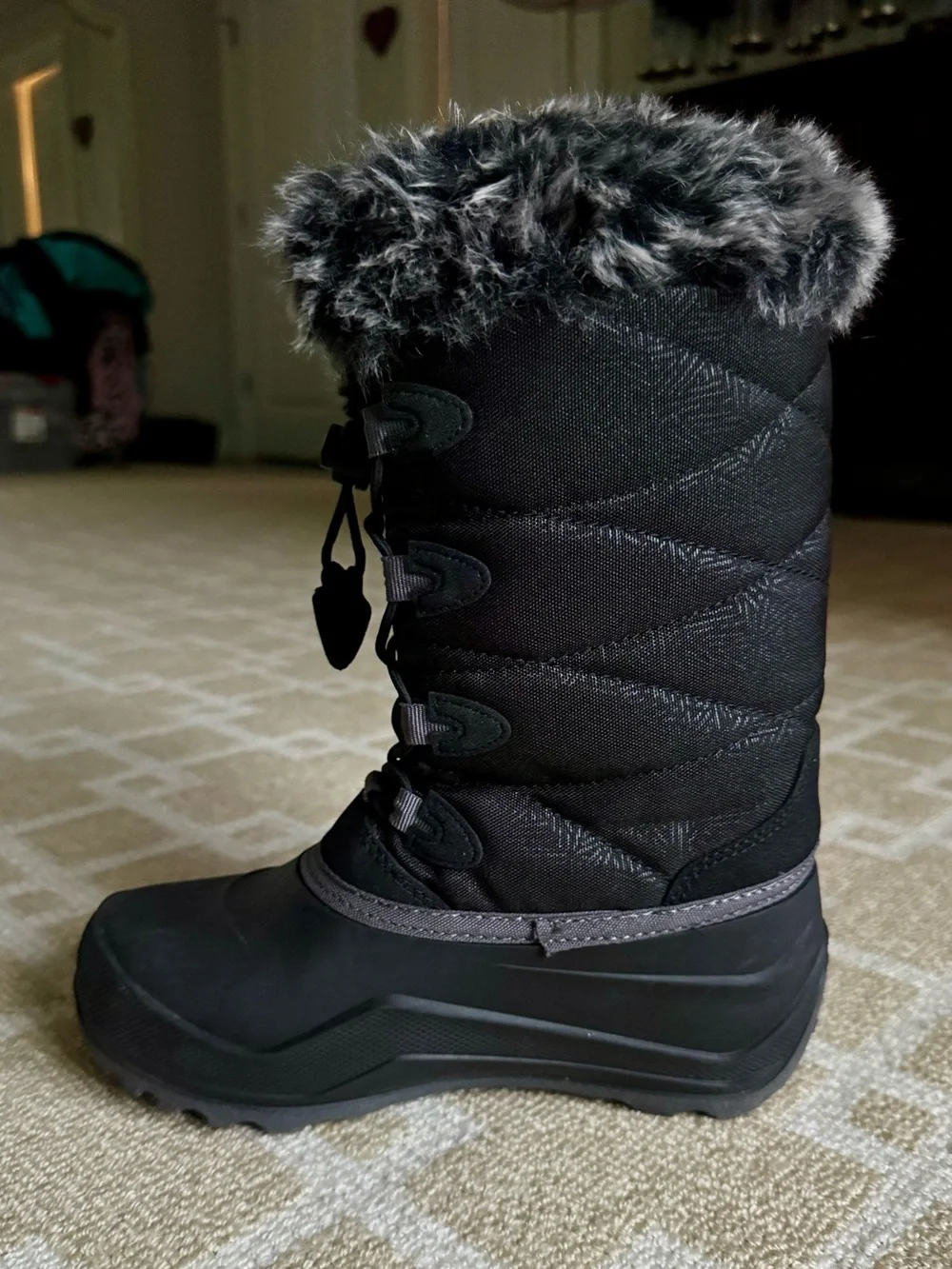 Kamik Kids Black Waterproof Faux Fur Insulated Winter Snow Boots Girls 3